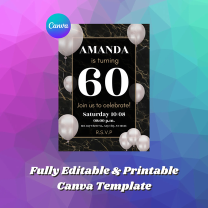 60th Birthday Invitation Template - CreativeRino