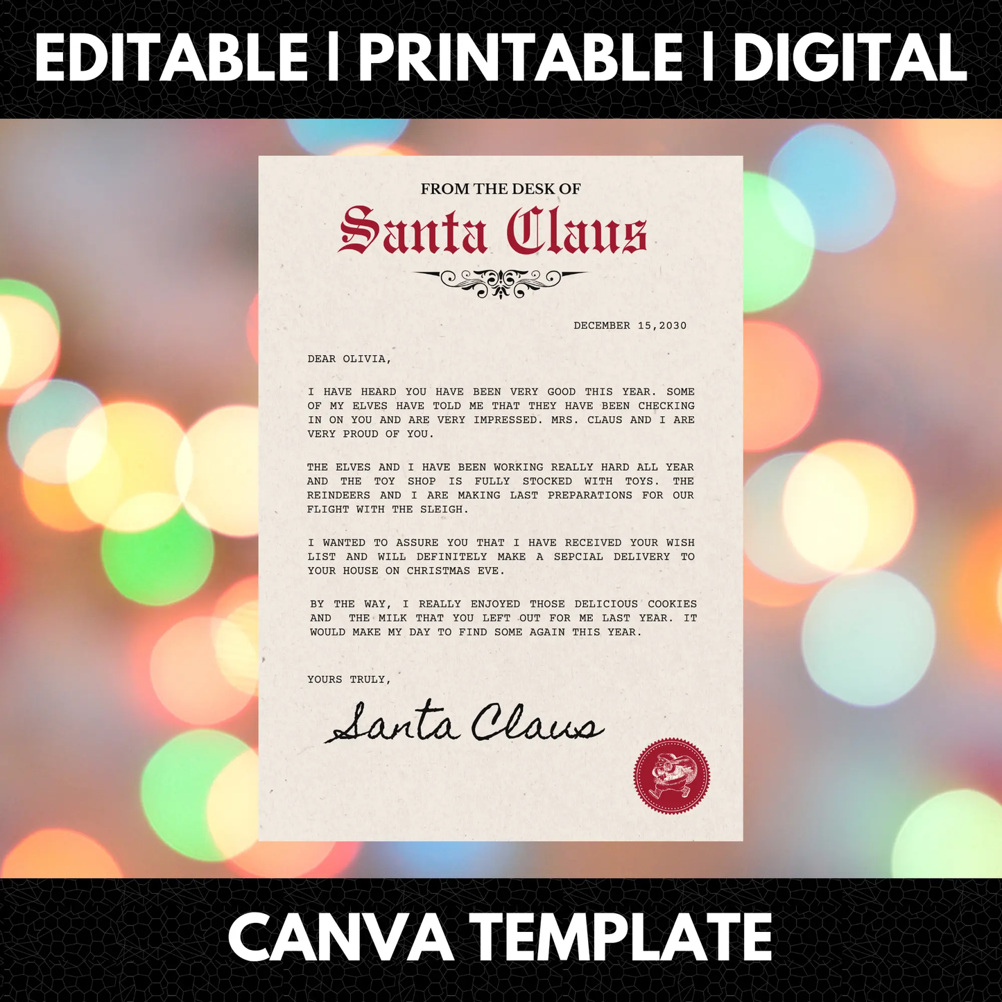 Letter from Santa Claus Christmas Template - CreativeRino