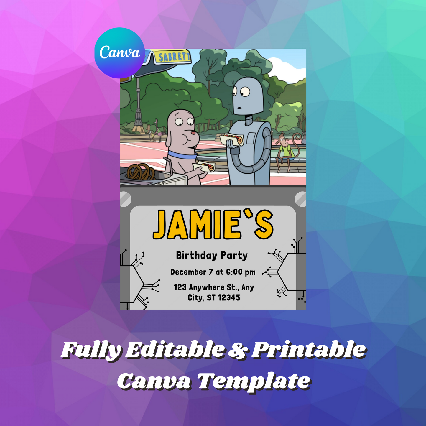 Robot Dreams Birthday Invitation Template