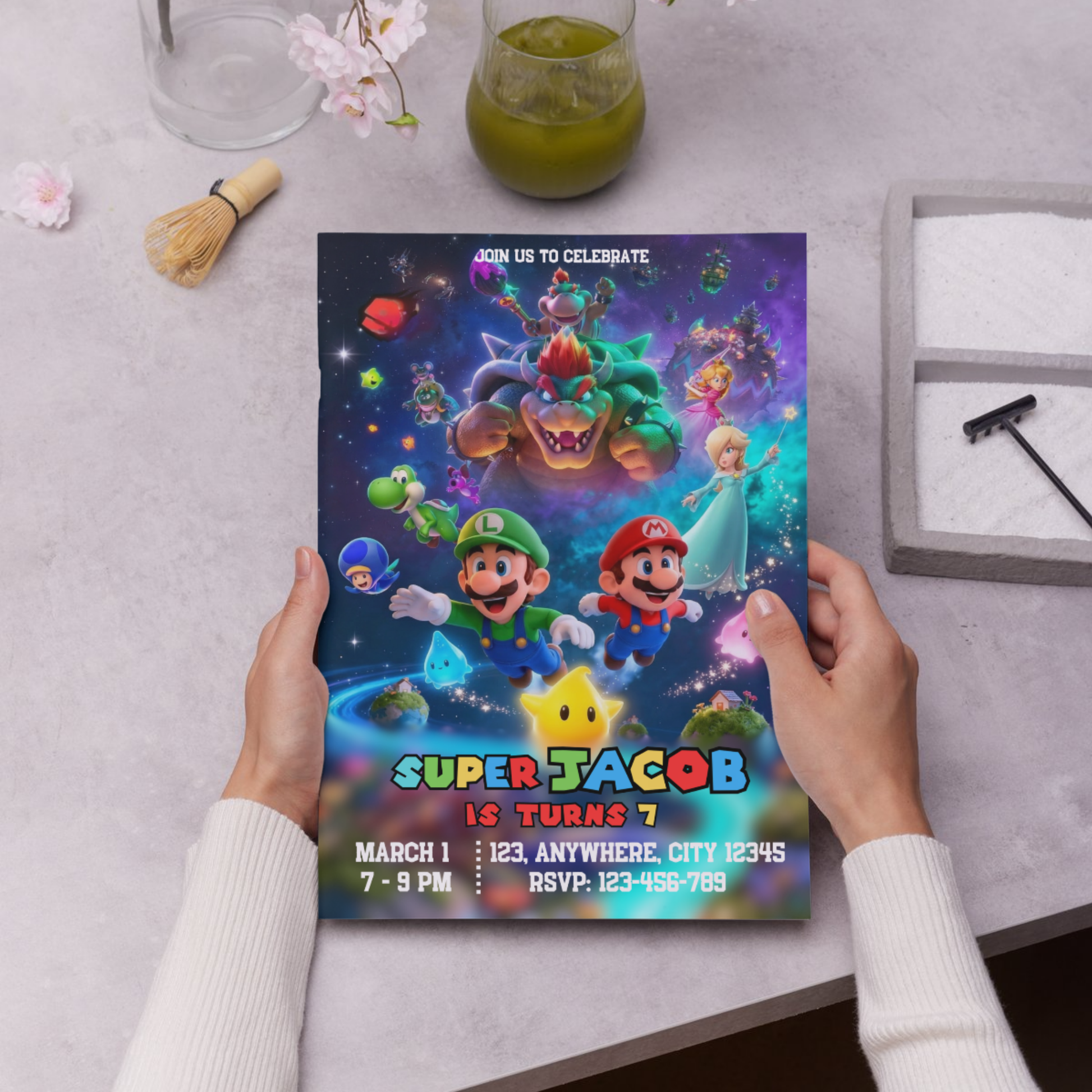 Super Mario Galaxy Birthday Invitation Template | Mario Space Party Invite | Editable Digital DownloadSuper Mario Galaxy Birthday Invitation | Mario Space Theme Party Invite | Editable Mario Birthday Invite | Printable Kids Video Game Party Invitation CreativeRino
