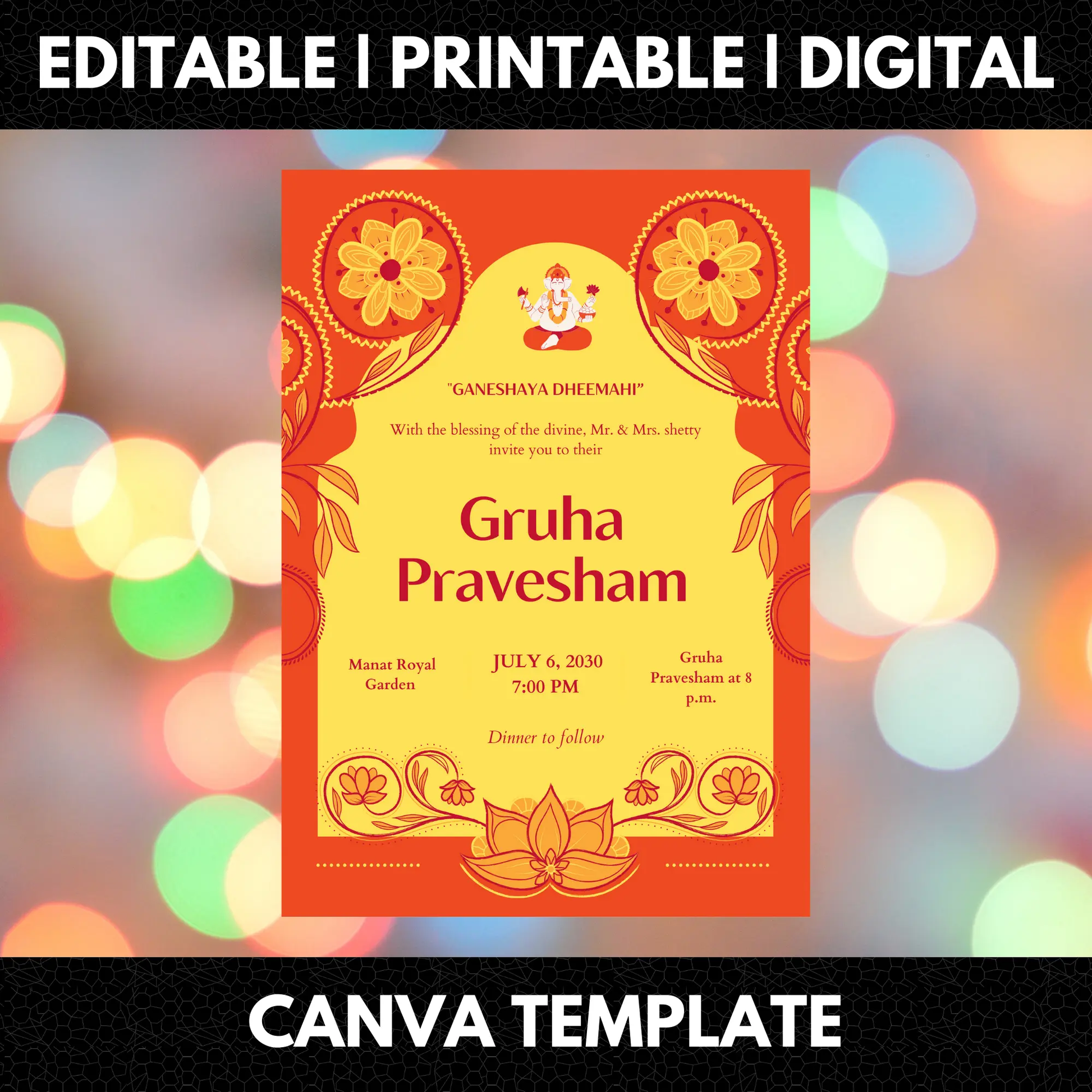 Gruhapravesham Invitation Template | Indian Housewarming Invite - CreativeRino