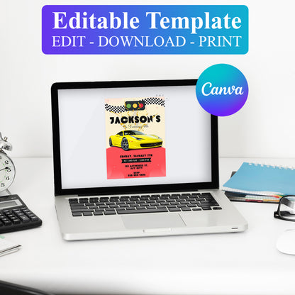 Ferrari Sport Race Car Birthday Invitation Template - CreativeRino