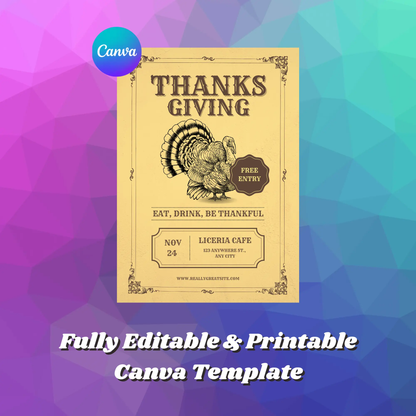 Little Turkey Thanksgiving Invitation Template - CreativeRino