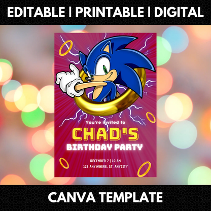Sonic the Hedgehog Birthday Invitation Template - CreativeRino