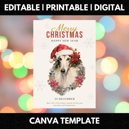 Borzoi Christmas Invitation Template - CreativeRino
