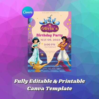 Aladdin Birthday Invitation Template - CreativeRino