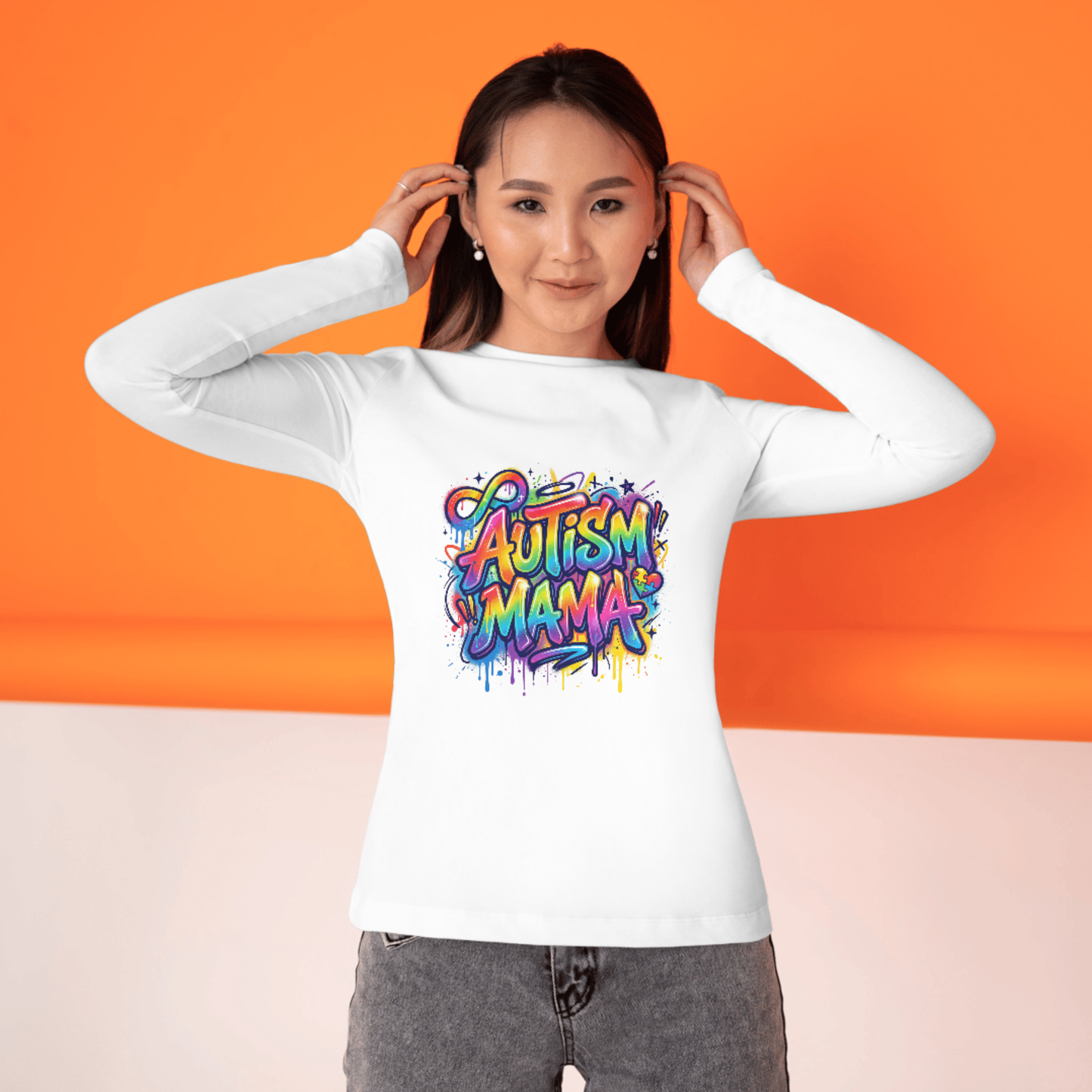 Autism Mama PNG | Autism Awareness Sublimation Design | Coquette Faux Yarn Puzzle Rainbow Graffiti Designs CreativeRino