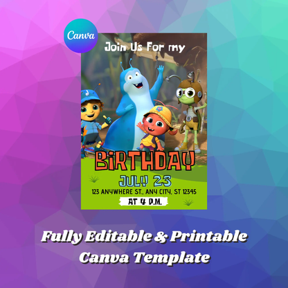 Beat Bugs Birthday Invitation Template - CreativeRino