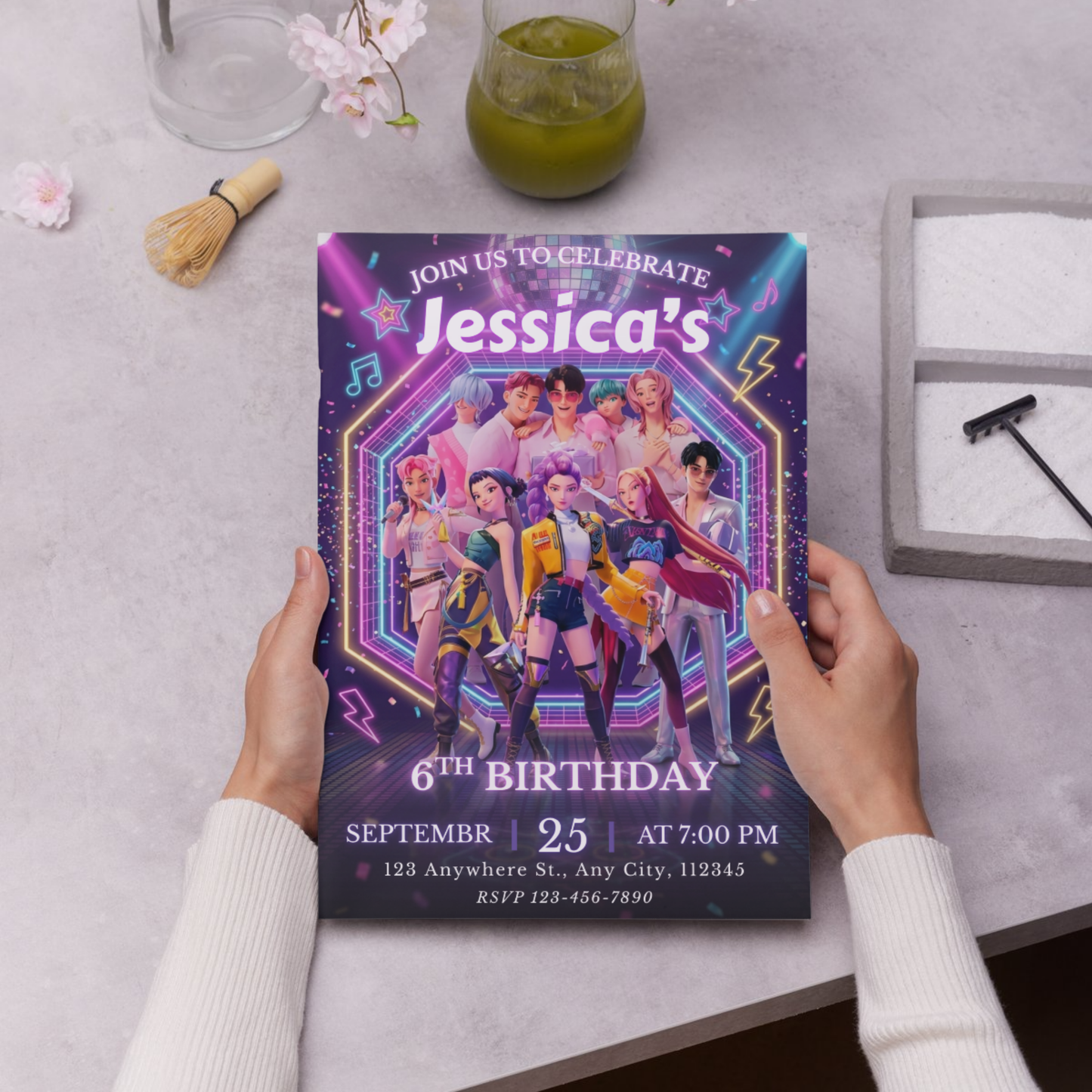 Demon Hunters Kpop Birthday Invitation – Fun Custom Party Invite CreativeRino