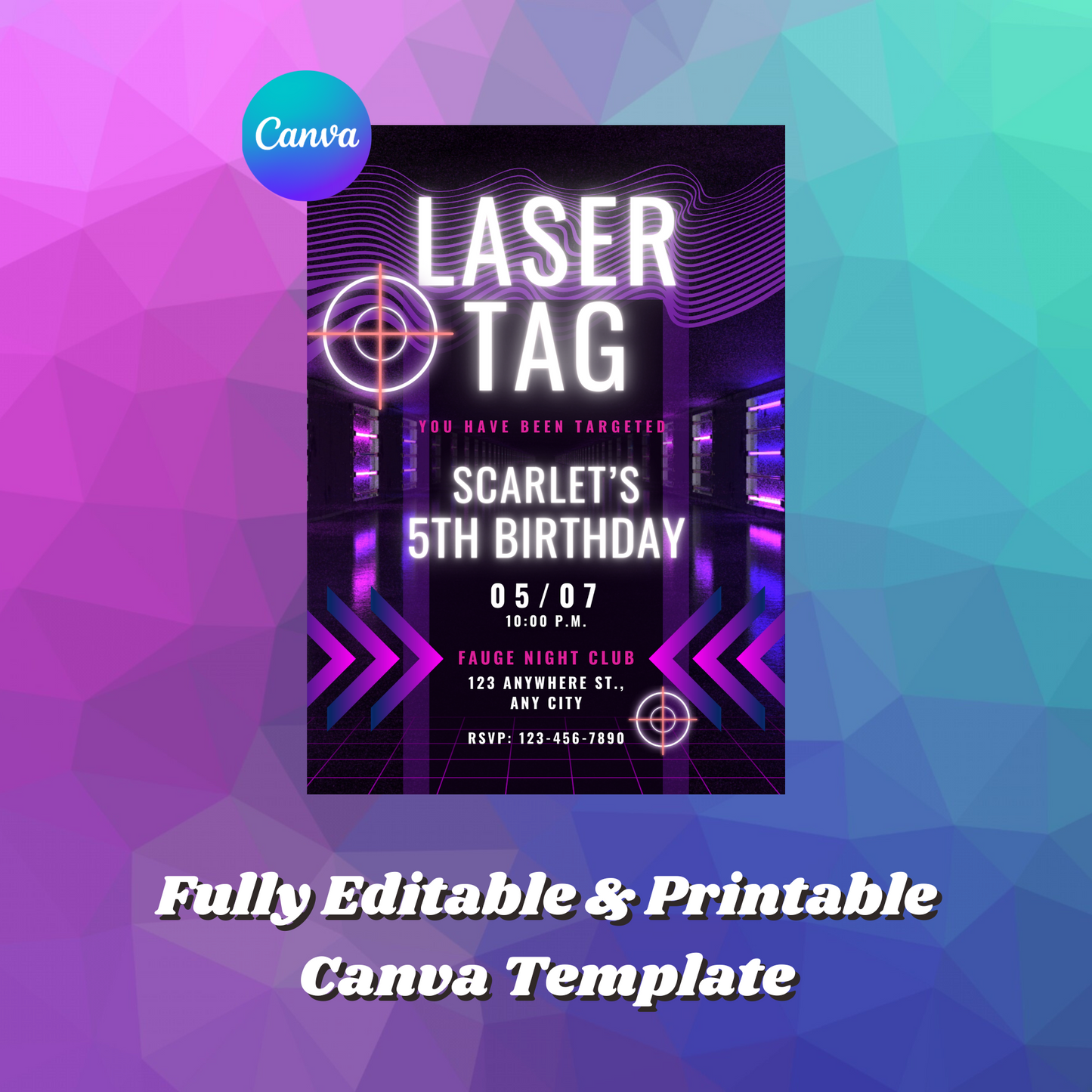 Laser Tag Gaming Birthday Invitation Template