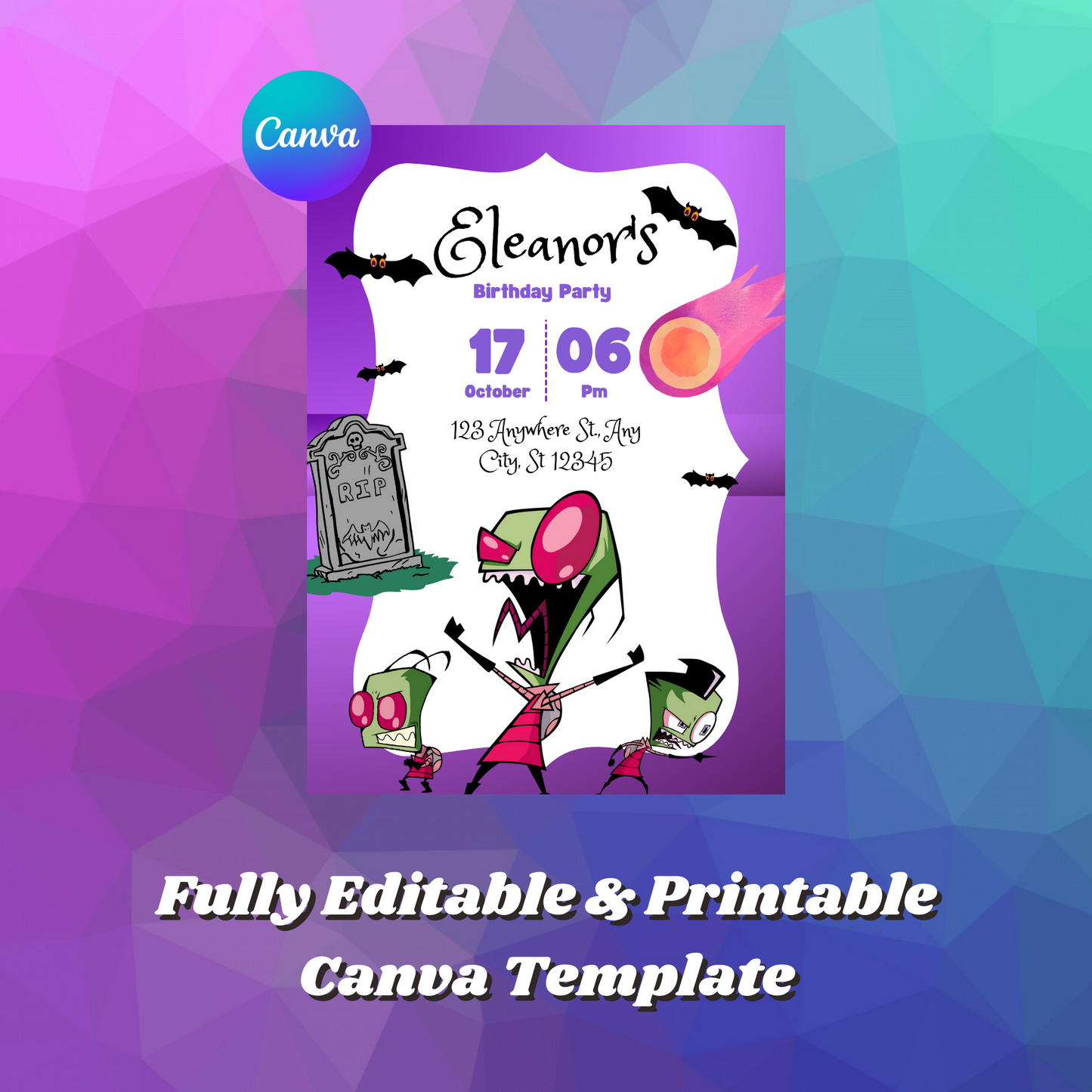 Invader Zim Birthday Invitation Template