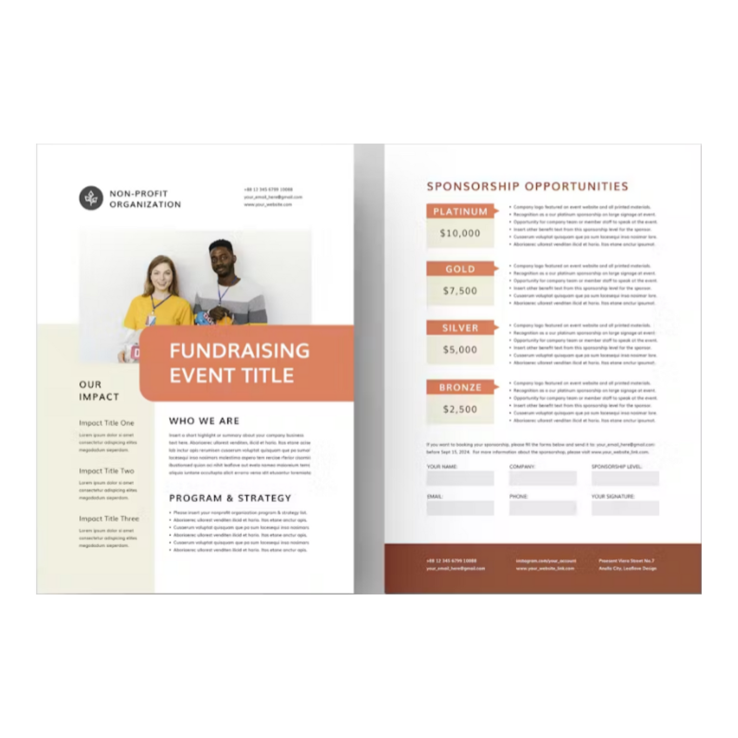 3 Nonprofit Fundraising Flyer Template Bundle | Nonprofit Organization Profile Template | Charity Fundraiser Event Sponsorship