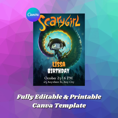 ScaryGirl Birthday Invitation Template - CreativeRino