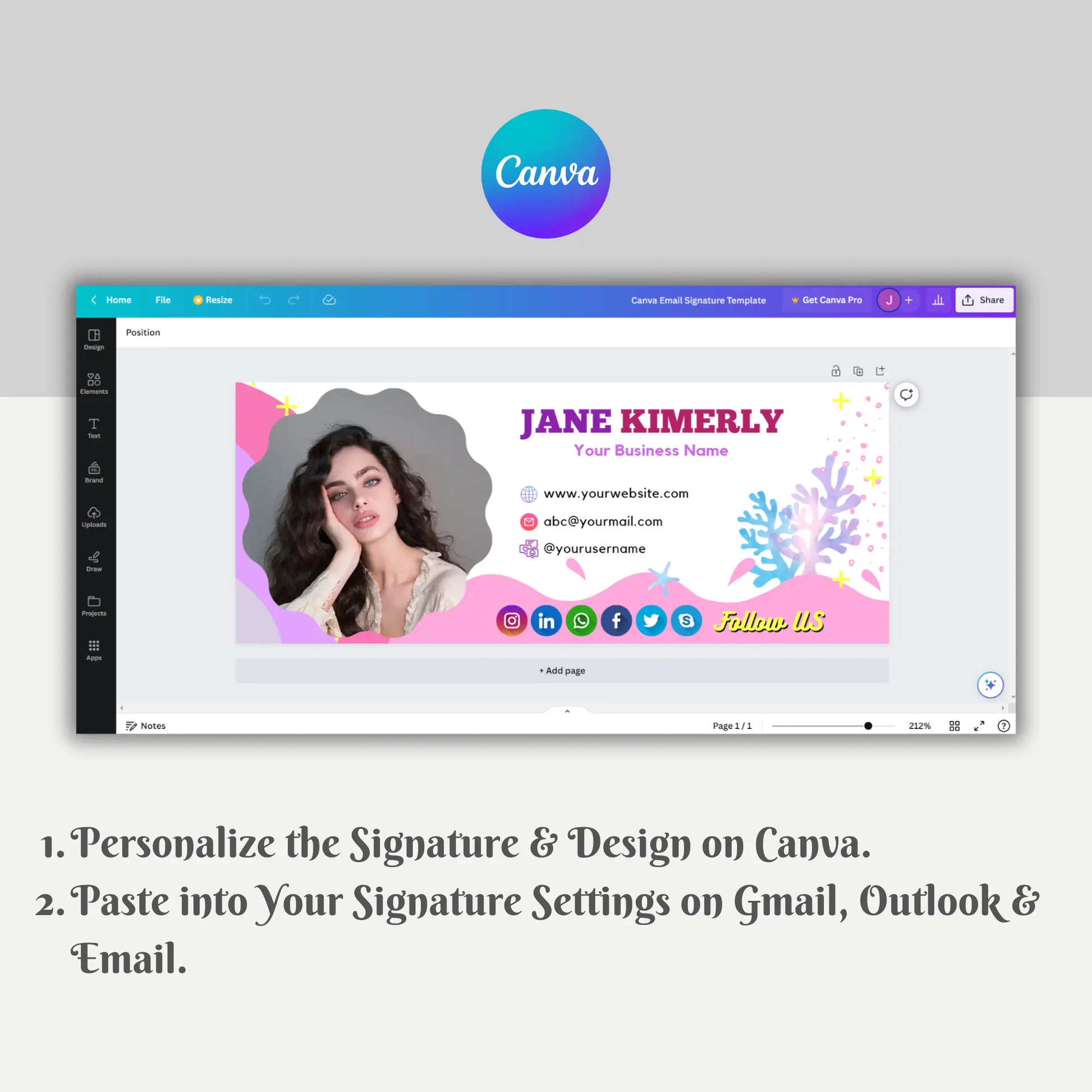 Outlook Gmail Email Signature Design Template - CreativeRino