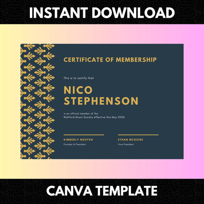 Certificate of Membership Template | Membership Certificate - CreativeRino