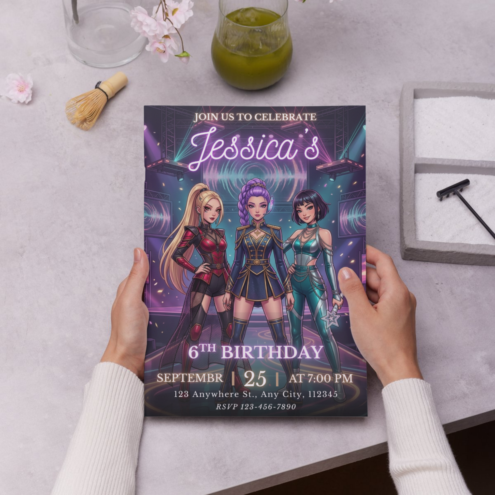 Demon Hunters Kpop Theme Invite – Birthday Party Digital Card CreativeRino