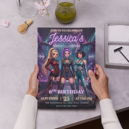 Demon Hunters Kpop Theme Invite – Birthday Party Digital Card CreativeRino
