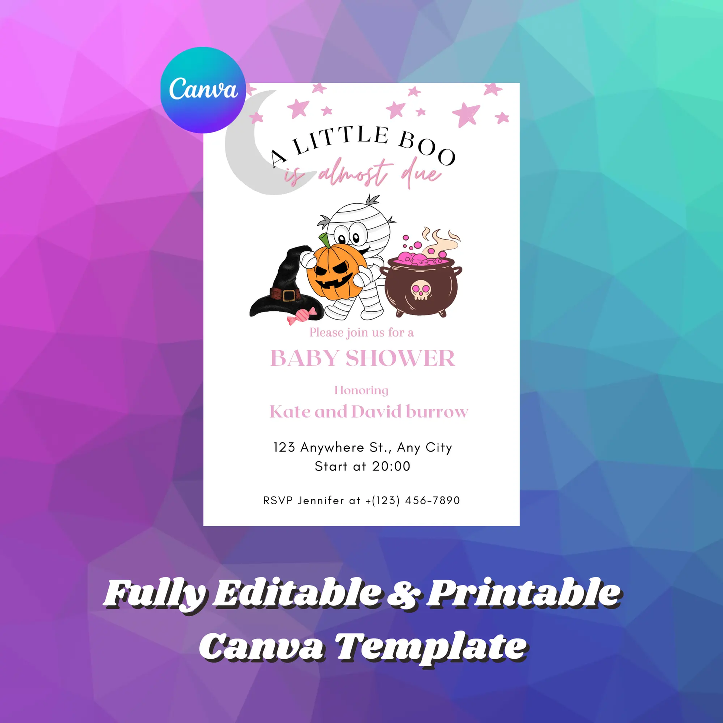 A Little Boo Baby Shower Invitation Template | Halloween Baby Shower Invite - CreativeRino