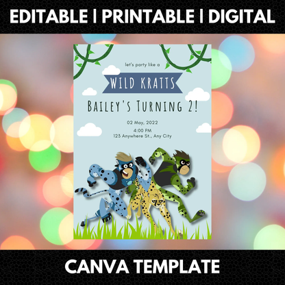 Wild Kratts Birthday Invitation Template - CreativeRino