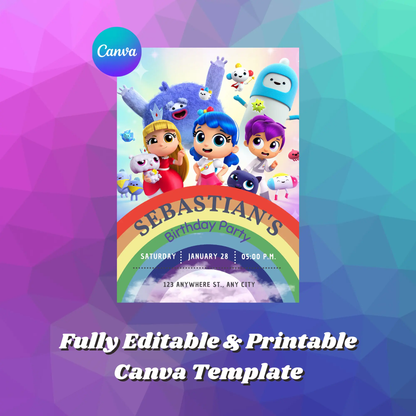 True and the Rainbow Kingdom Birthday Invitation Template - CreativeRino