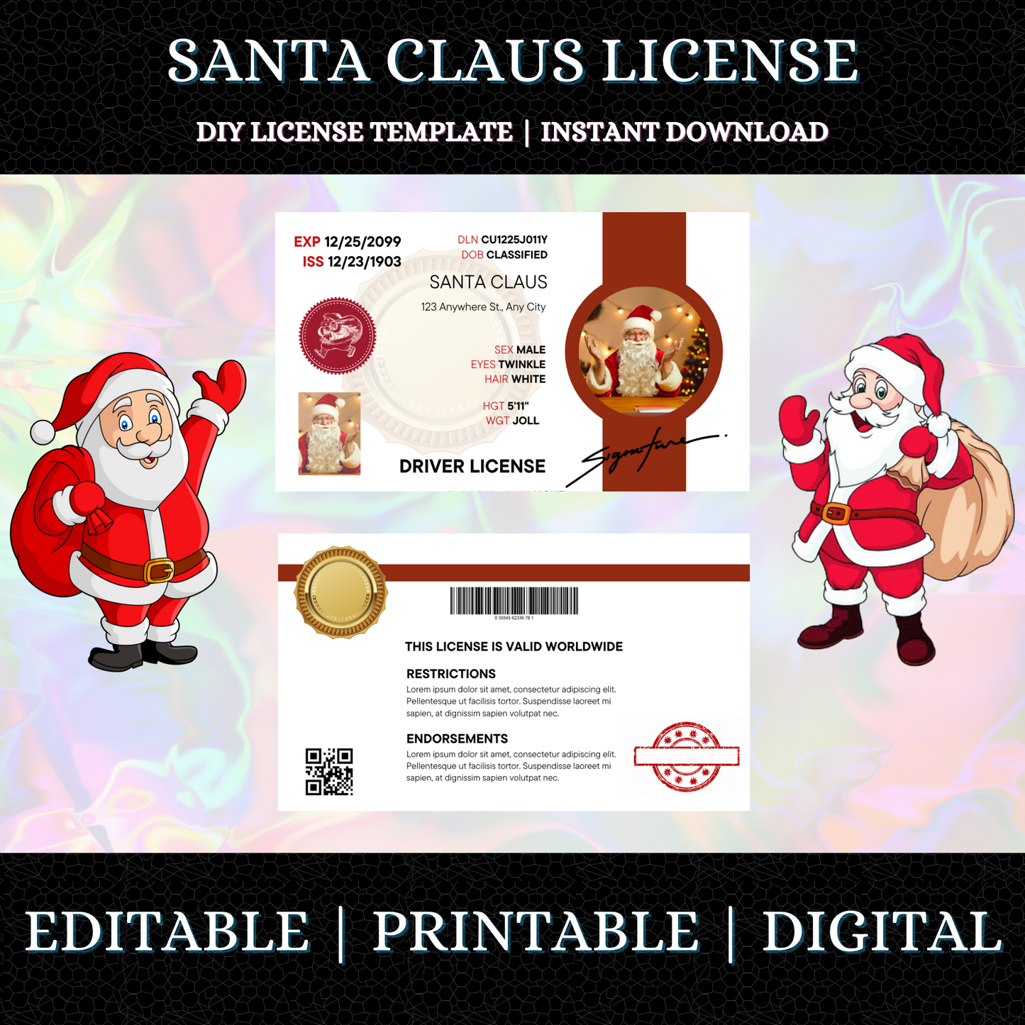 Santa Claus Drivers License Template