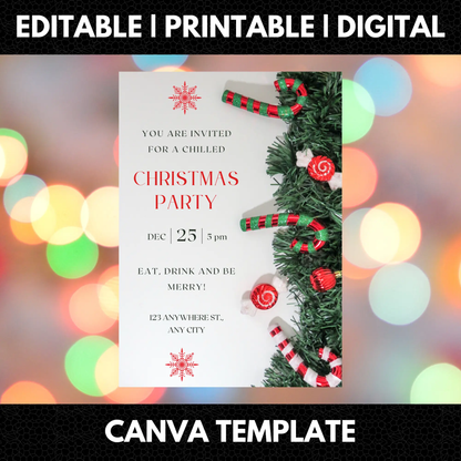 Peppermint Christmas Party Invitation Template - CreativeRino