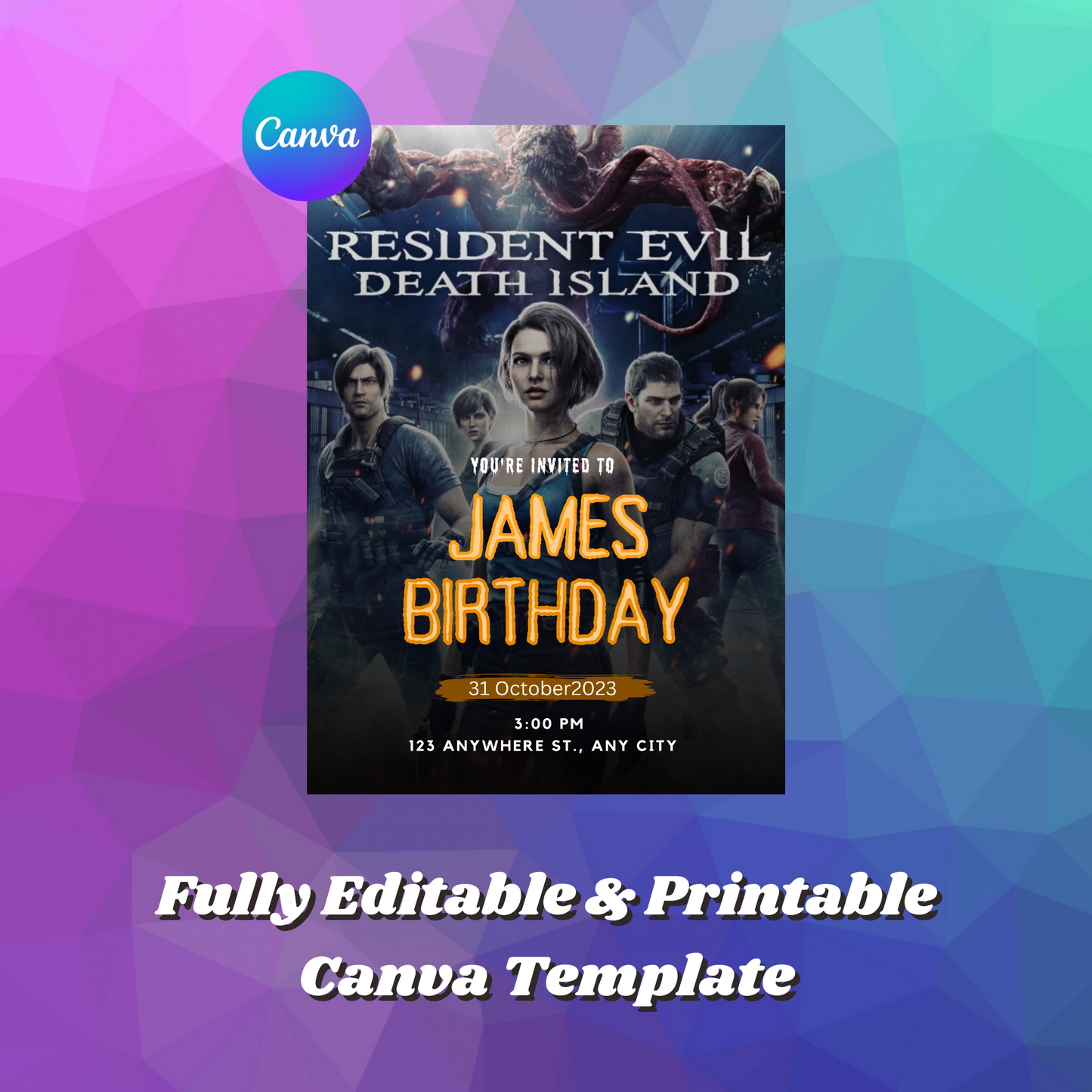 Resident Evil Death Island Birthday Invitation Template