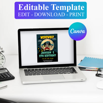 Werewolf Birthday Invitation Template - CreativeRino