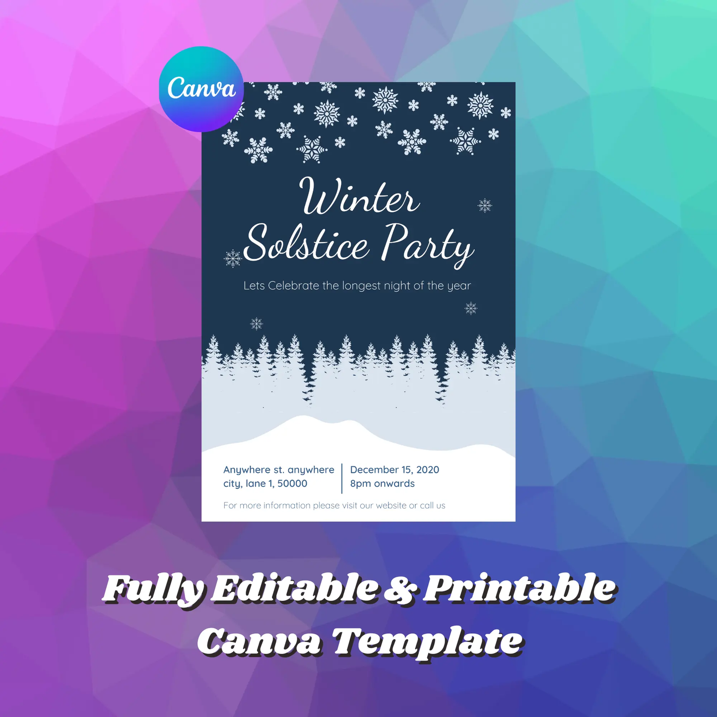 Winter Solstice Party Invitation Template - CreativeRino