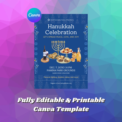 Hanukkah Invitation Template | Hanukkah Celebration Party Invite - CreativeRino