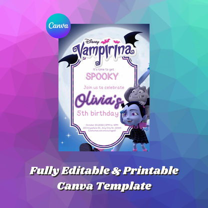 Vampirina Birthday Invitation Template - CreativeRino