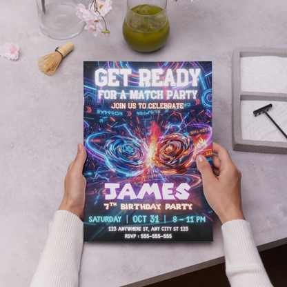Editable Beyblade X Invitation Template | Beyblade Burst Birthday Invite | Anime Party Invitation CreativeRino