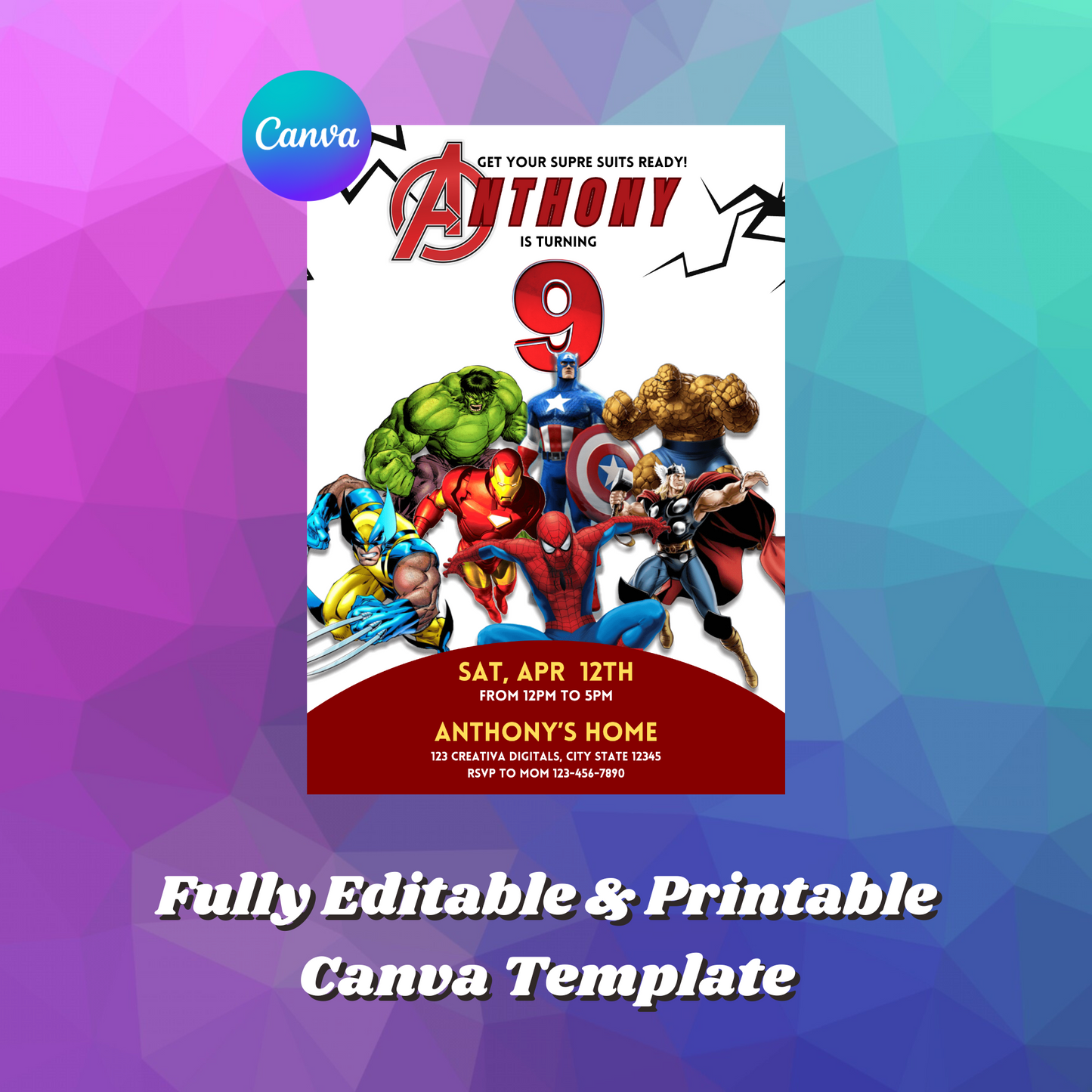 Avengers Birthday Invitation Template | Superhero Invite