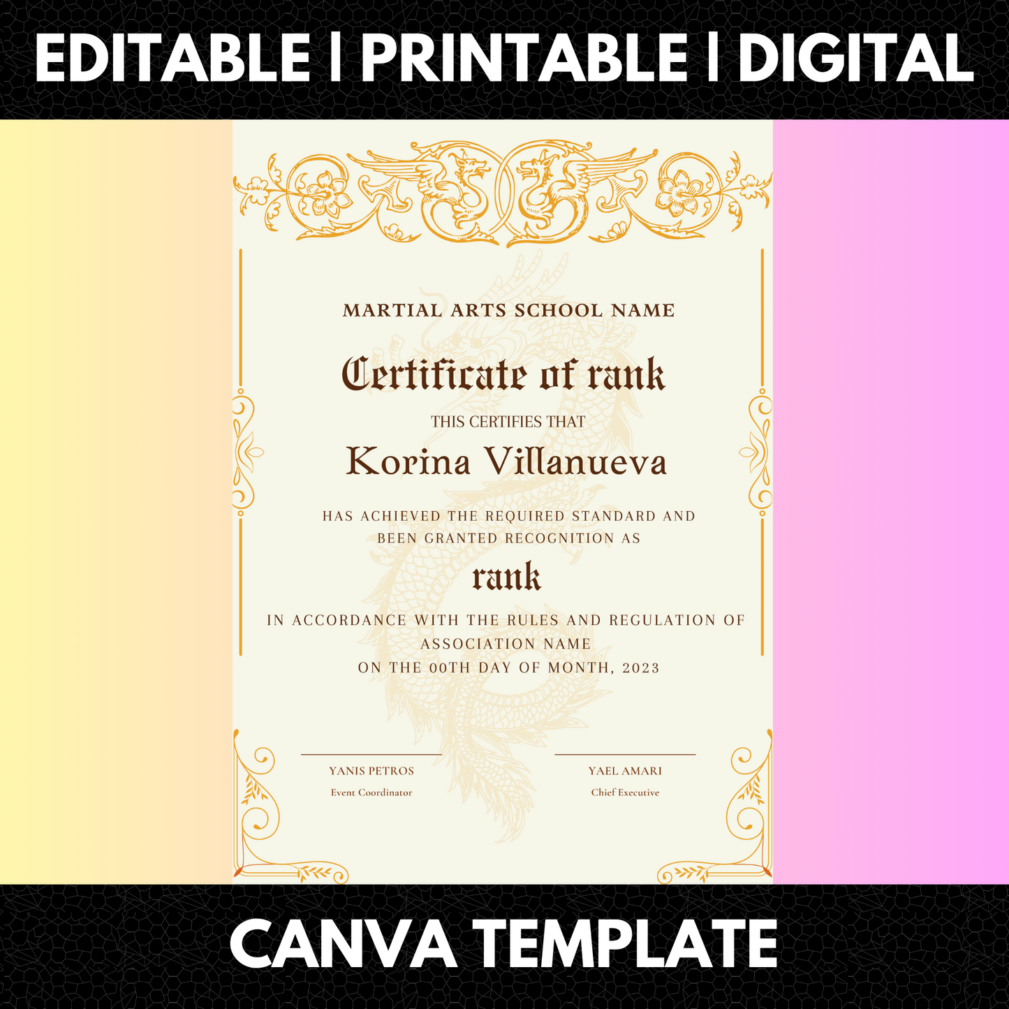 Certificate of Rank Template | Rank Certificate