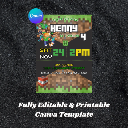 Minecraft Birthday Invitation Template - CreativeRino