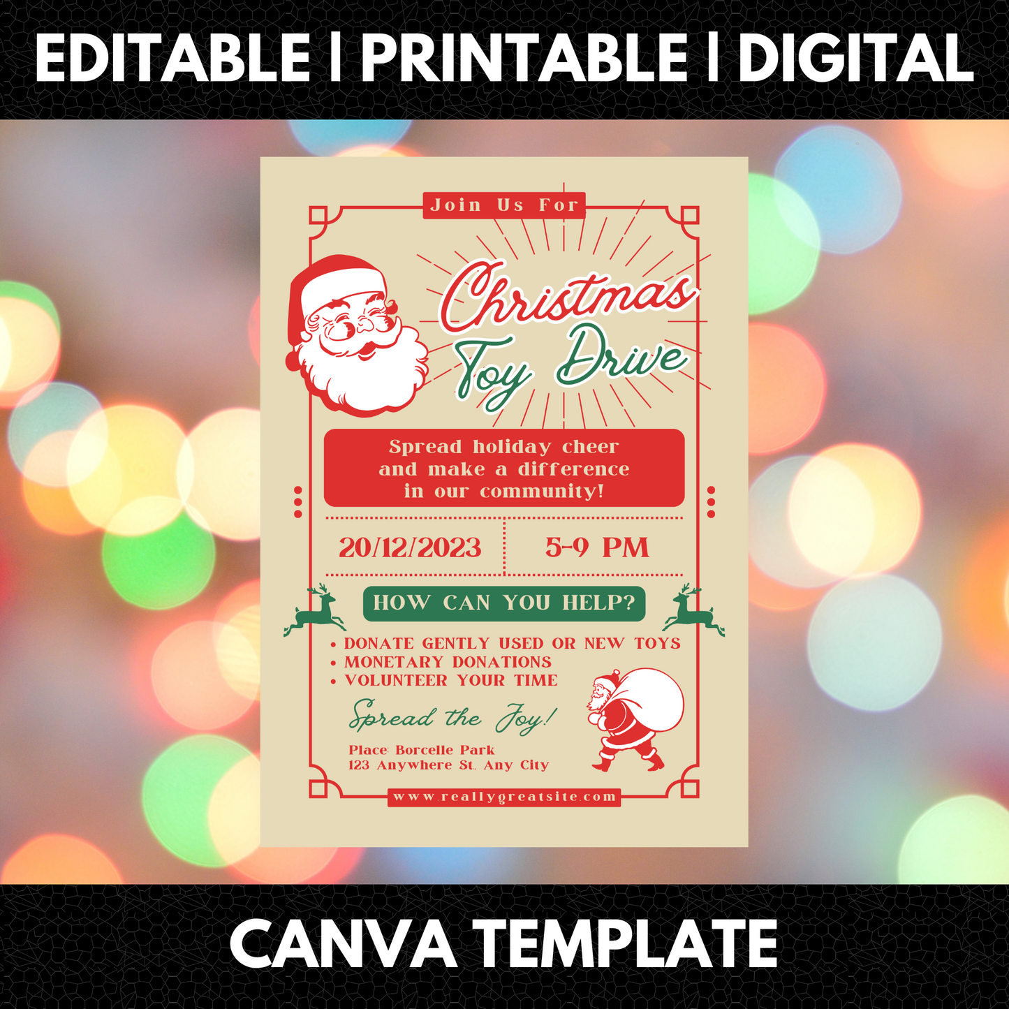 Christmas Toy Drive Flyer Template | Toy Drive Invitation