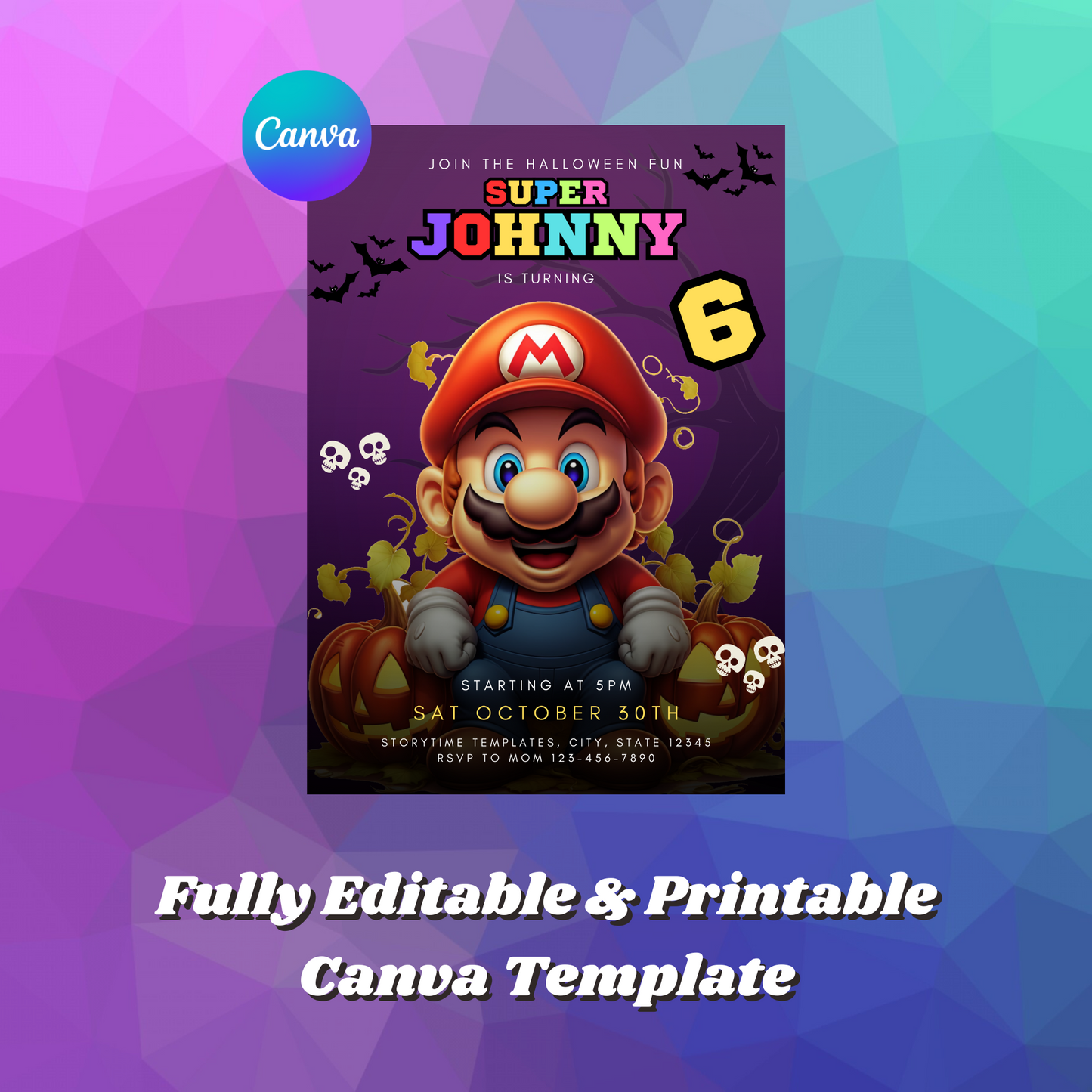 Super Mario Birthday Invitation Template