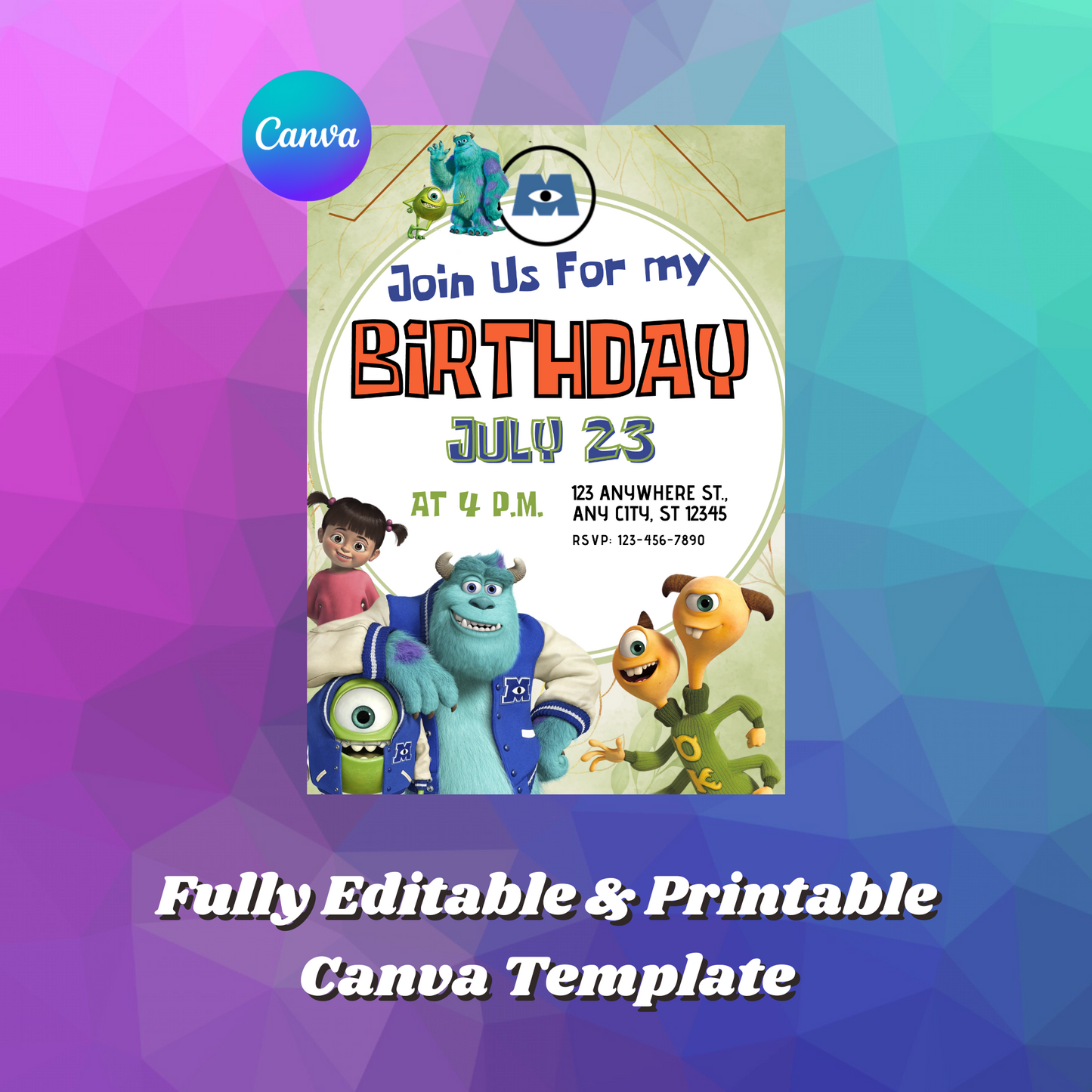 Monsters Inc Birthday Invitation Template