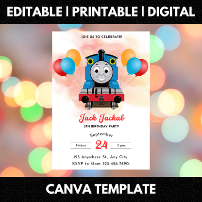 Thomas the Train Birthday Invitation Template - CreativeRino