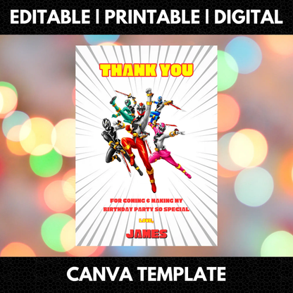 Power Rangers Thank You Card Template - CreativeRino