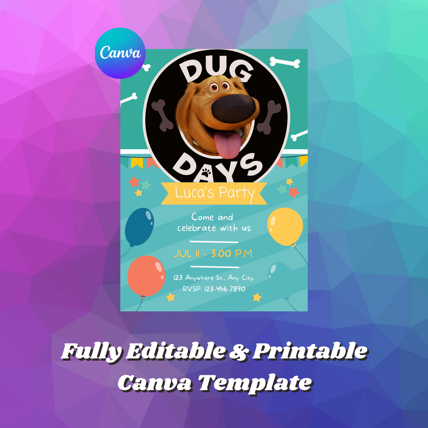 Dug Days Birthday Invitation Template