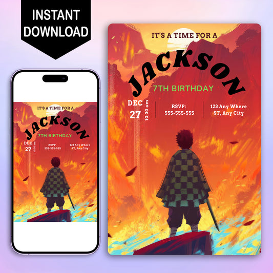 Demon Slayer Birthday Invitation Template - CreativeRino