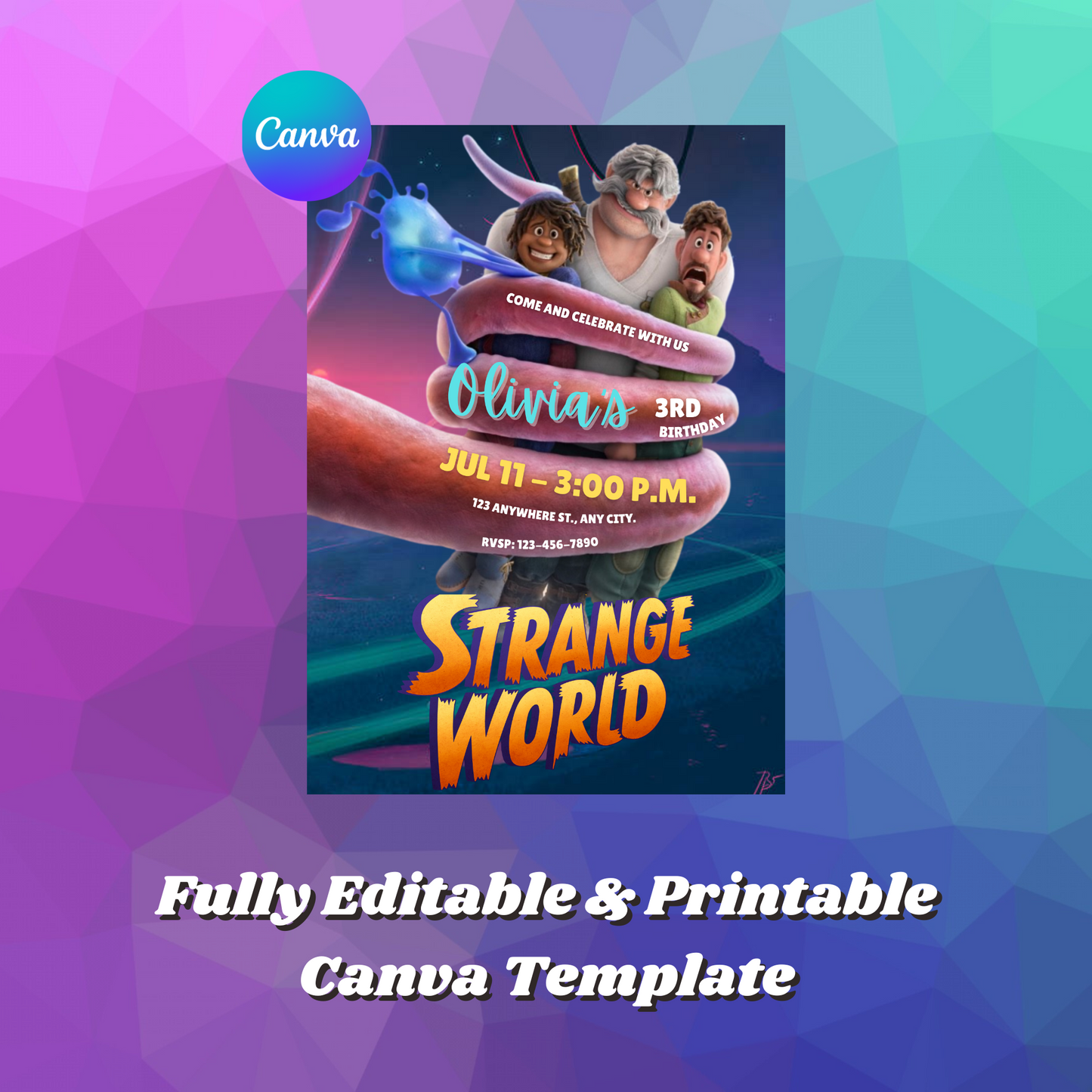 Strange World Birthday Invitation Template