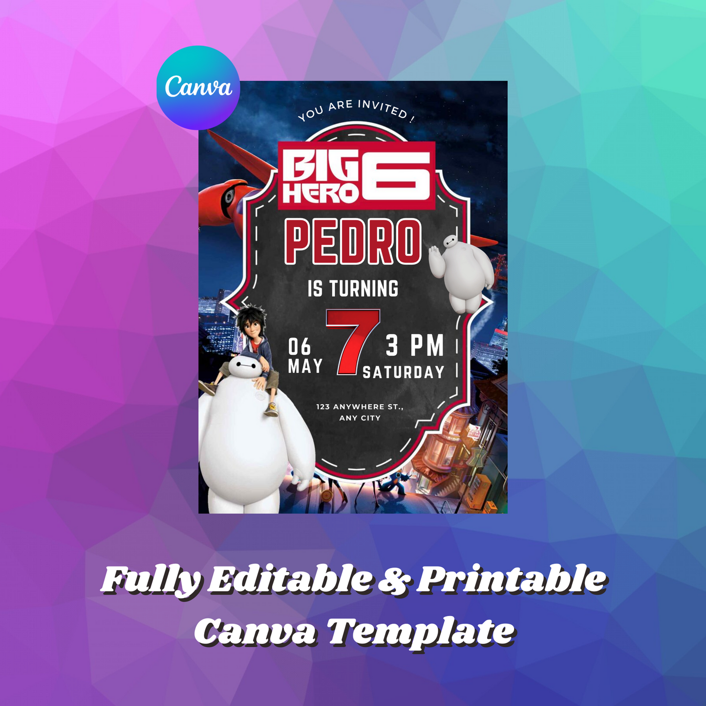 Big Hero 6 Birthday Invitation Template