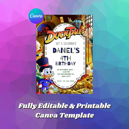 Ducktales Birthday Invitation Template - CreativeRino