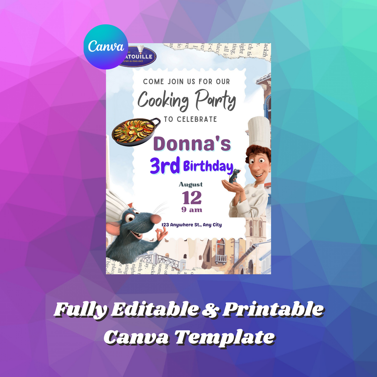 Ratatouille Birthday Invitation Template