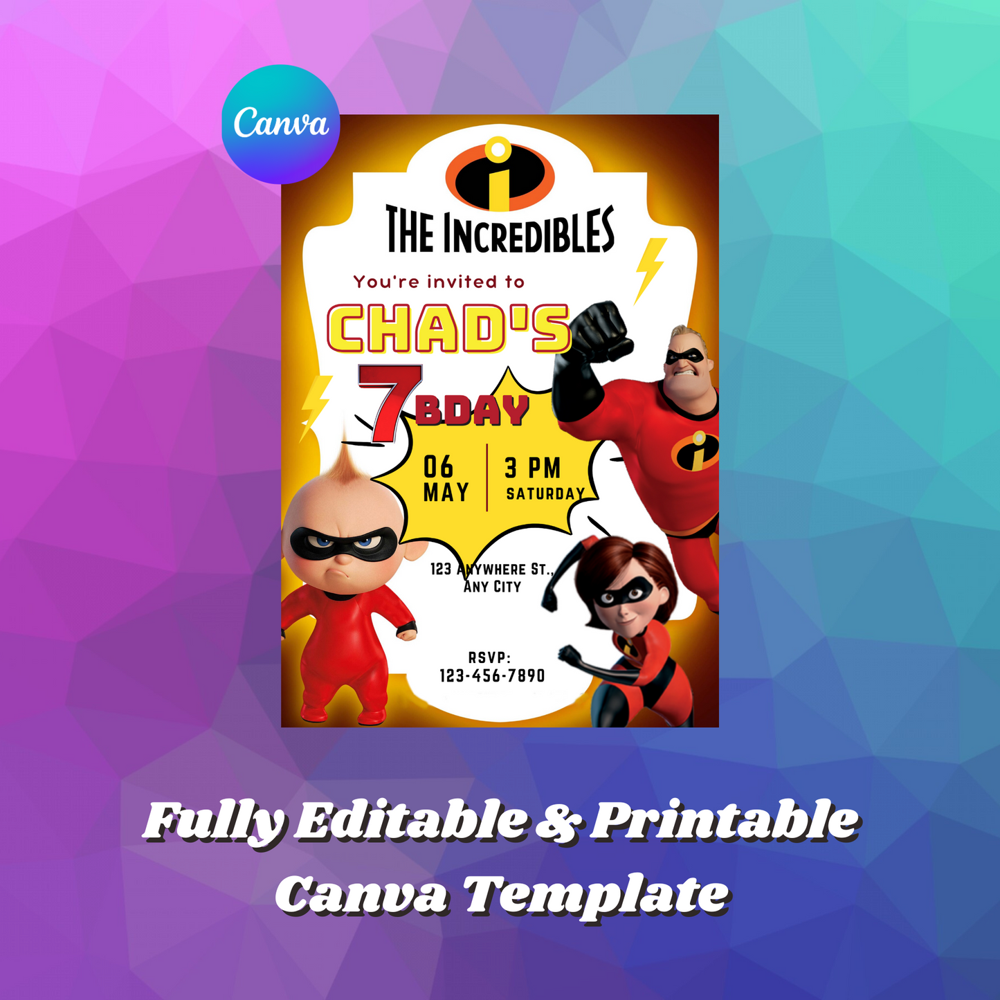 The Incredibles Birthday Invitation Template