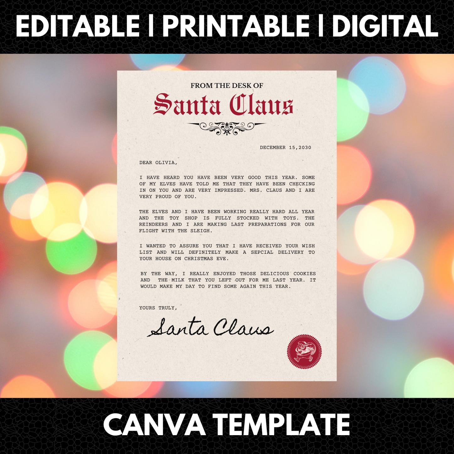 Letter from Santa Claus Christmas Template