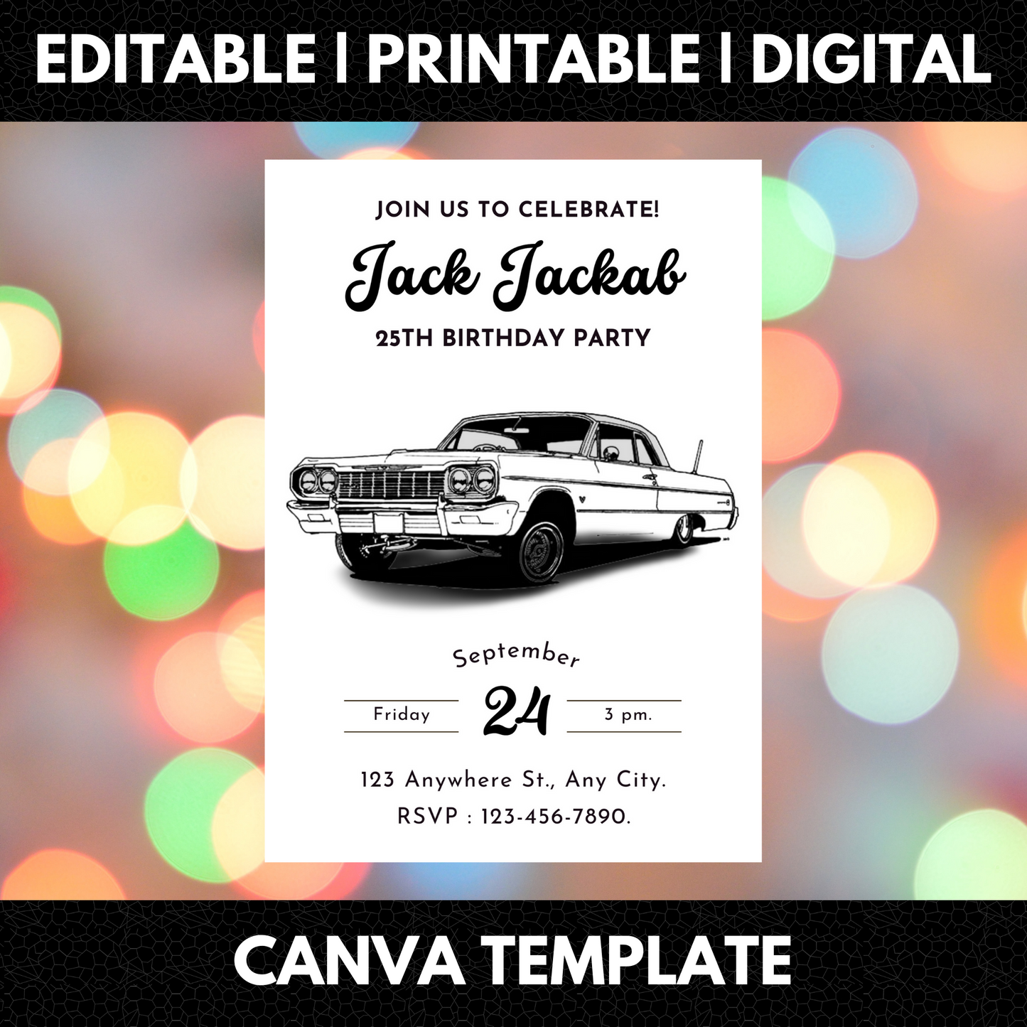 Lowrider Cholo Birthday Invitation Template