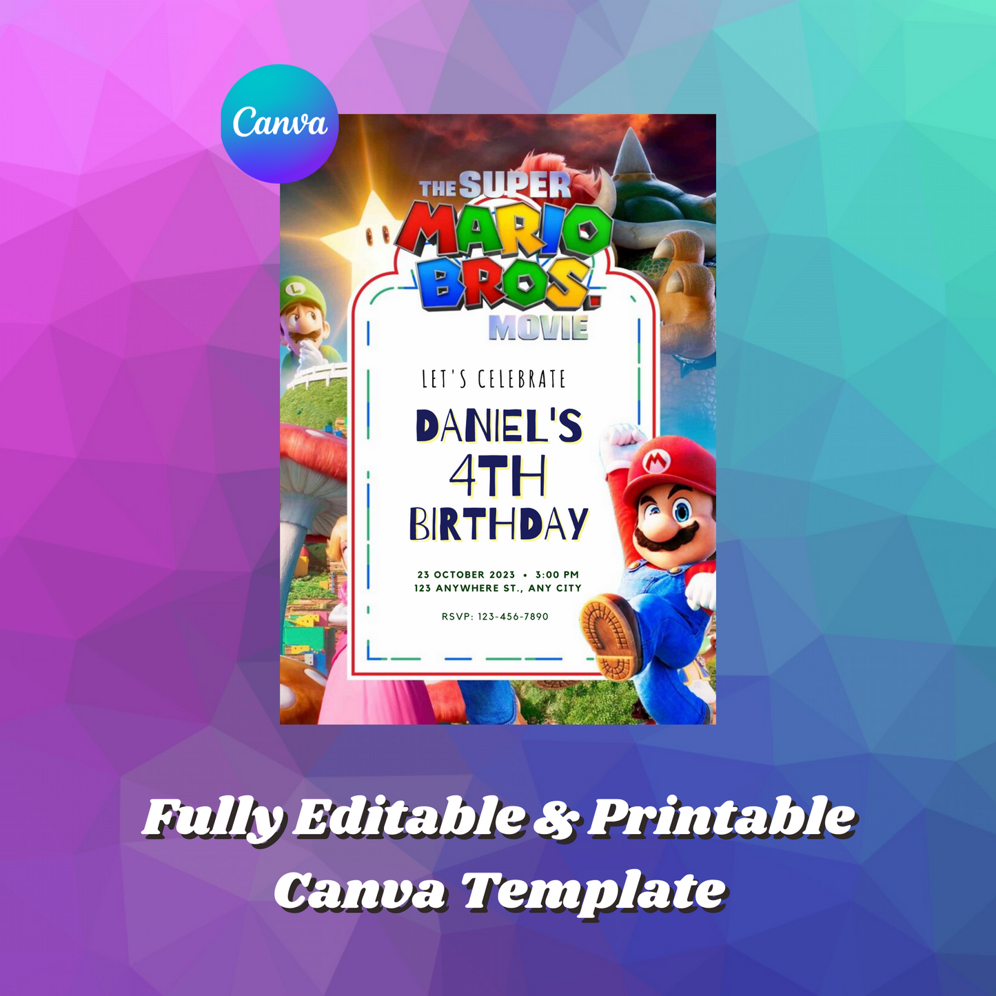 Super Mario Birthday Invitation Template